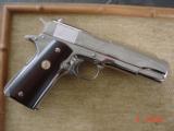 Colt 1911,45ACP,WWII,Pacific Theater,bright nickel,engraved,Rosewood grips,fitter case,w/7 nickel bullets,made 1970-awesome !! - 7 of 15