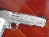Colt Gold Cup Trophy 45,deep hand engraved & polished by Flannery Engraving,real Giraffe Bone grips,NIB,awesome work of art ! - 7 of 15