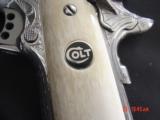 Colt Gold Cup Trophy 45,deep hand engraved & polished by Flannery Engraving,real Giraffe Bone grips,NIB,awesome work of art ! - 15 of 15
