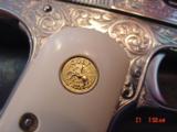 Colt 1903,32ACP, hammerless,1920,master engraved by S.Leis & refinished bright nickel,bonded ivory grips,awesome work of art ! 97 years old !! - 13 of 15