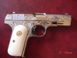 Colt 1903,32ACP, hammerless,1920,master engraved by S.Leis & refinished bright nickel,bonded ivory grips,awesome work of art ! 97 years old !! - 15 of 15