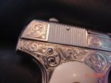Colt 1903,32ACP, hammerless,1920,master engraved by S.Leis & refinished bright nickel,bonded ivory grips,awesome work of art ! 97 years old !! - 11 of 15