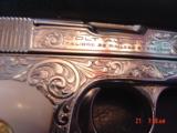 Colt 1903,32ACP, hammerless,1920,master engraved by S.Leis & refinished bright nickel,bonded ivory grips,awesome work of art ! 97 years old !! - 12 of 15