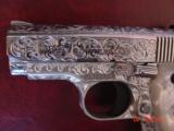Colt Mustang Pocketlite 380,fully engraved & polished by Flannery Engraving,Pearlite grips,never fired,awesome work of art ! - 3 of 15