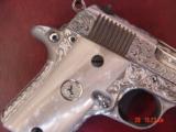 Colt Mustang Pocketlite 380,fully engraved & polished by Flannery Engraving,Pearlite grips,never fired,awesome work of art ! - 5 of 15