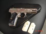 Colt 1903,32cal,hammerless,master engraved & refinished bright nickel by S.Leis,black Pearlite & bonded ivory grips, 1918,awesome work of art !! - 15 of 15