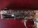 Colt 1903,32cal,hammerless,master engraved & refinished bright nickel by S.Leis,black Pearlite & bonded ivory grips, 1918,awesome work of art !! - 6 of 15