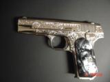 Colt 1903,32cal,hammerless,master engraved & refinished bright nickel by S.Leis,black Pearlite & bonded ivory grips, 1918,awesome work of art !! - 13 of 15