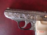 Walther PPK/S Interarms 380,fully deep hand engraved & polished by Flannery Engraving,Bonder Ivory grips,certificate,box,target,2 mags, awesome !! - 3 of 15
