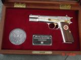 Browning Hi Power 40S&W,2nd Amendment commemorative,bright nickel & gold,engraved,never fired,in pres case,awesome !! - 1 of 15