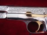Browning Hi Power 40S&W,2nd Amendment commemorative,bright nickel & gold,engraved,never fired,in pres case,awesome !! - 5 of 15