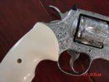 Colt Python 4" stainless,deep hand engraved & polished by Flannery Engraving,30 years old,bonded Ivory grips,a masterpiece i of a kind !! - 3 of 13