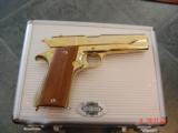 Colt Argentine Army 45,made around 1950,24k plated,lanyard loop,wood grips,nice fitted case,a real showpiece - 1 of 15