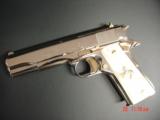Colt Government 1911,38 super,fully refinished in bright nickel with 24K gold accents,2 mags,box,never fired,awesome showpiece !! - 10 of 14