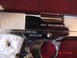 Colt Government 1911,38 super,fully refinished in bright nickel with 24K gold accents,2 mags,box,never fired,awesome showpiece !! - 6 of 14