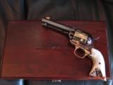 Uberti SAA 45LC,Roy Rogers Commemorative,4 3/4",gold Cylinder & accents,stag grips,fitted wood case,never fired,awesome showpiece,#150 !! - 6 of 15
