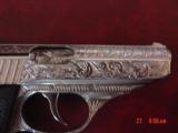 Sig - Sauer P230, 380, fully engraved & polished by Flannery Engraving, Hogue grips, possibly never fired, a work of art pocket pistol-nice ! - 2 of 15