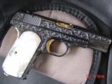 Colt 1903 hammerless 32 cal,fully refinished & engraved by Flannery Engraving, circa 1918,certificate,blue & 24K gold,awesome work of art !! - 4 of 15