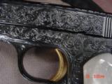 Colt 1903 hammerless 32 cal,fully refinished & engraved by Flannery Engraving, circa 1918,certificate,blue & 24K gold,awesome work of art !! - 10 of 15