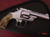 Smith & Wesson Model 3 top break,double action,38S&W,3 1/4",refinished nickel,5 shot,custom grips, circa 1884-1895,minor scratches,recurved guard - 5 of 15