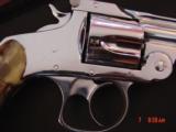Smith & Wesson Model 3 top break,double action,38S&W,3 1/4",refinished nickel,5 shot,custom grips, circa 1884-1895,minor scratches,recurved guard - 6 of 15