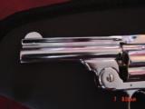Smith & Wesson Model 3 top break,double action,38S&W,3 1/4",refinished nickel,5 shot,custom grips, circa 1884-1895,minor scratches,recurved guard - 3 of 15