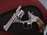 Smith & Wesson Model 3 top break,double action,38S&W,3 1/4",refinished nickel,5 shot,custom grips, circa 1884-1895,minor scratches,recurved guard - 8 of 15