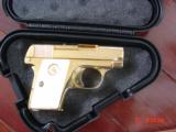 Colt Vest
Pocket 1908 25 cal, hammerless, just refinished in bright 24K gold plating,bonded ivory grips,made in 1918,a true showpiece - 2 of 15