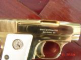 Colt Vest
Pocket 1908 25 cal, hammerless, just refinished in bright 24K gold plating,bonded ivory grips,made in 1918,a true showpiece - 5 of 15