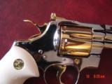 Colt Python 4" just refinished in bright nickel with 24K gold accents,made 1982,bonded ivory grips, super gorgeous,& way nicer in person ! - 8 of 15