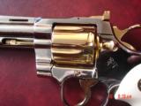 Colt Python 4" just refinished in bright nickel with 24K gold accents,made 1982,bonded ivory grips, super gorgeous,& way nicer in person ! - 5 of 15