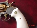 Colt Python 4" just refinished in bright nickel with 24K gold accents,made 1982,bonded ivory grips, super gorgeous,& way nicer in person ! - 6 of 15