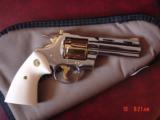Colt Python 4" just refinished in bright nickel with 24K gold accents,made 1982,bonded ivory grips, super gorgeous,& way nicer in person ! - 10 of 15