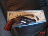 Navy Arms/Uberti
1875 Schofield 3 1/2",Hideout model,45LC, original box,nice wood grips, looks test fired only - 11 of 15