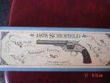 Navy Arms/Uberti
1875 Schofield 3 1/2",Hideout model,45LC, original box,nice wood grips, looks test fired only - 7 of 15