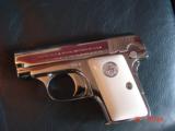 Colt 1908 Vest Pocket 25ACP, just refinished in bright mirror nickel,bonded ivory grips,made 1923, hammerless, awesome showpiece !! - 12 of 15