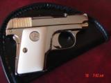 Colt 1908 Vest Pocket 25ACP, just refinished in bright mirror nickel,bonded ivory grips,made 1923, hammerless, awesome showpiece !! - 14 of 15
