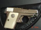 Colt 1908 Vest Pocket 25ACP, just refinished in bright mirror nickel,bonded ivory grips,made 1923, hammerless, awesome showpiece !! - 11 of 15