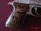 Walther PPK/S 380, fully engraved & polished by Flannery Engraving,Walnut grips,certificate,never fired,2 mags,awesome work of art !! - 2 of 13