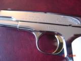 Colt 1903,32 acp, fully refinished in bright mirror nickel with 24K gold accents,& 1 gold mag,bonded ivory grips, made 1920, awesome showpiece !! - 3 of 15
