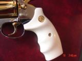 Colt Diamondback 38,4" fully refinished in bright nickel with 24K gold accents,made in 1968,bonded ivory grips,a real awesome showpiece !! - 2 of 15