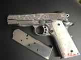 Ruger SR1911CMD, 45auto,4" Commander,extra full Flannery Engraved,certificate,2 mags,Pearlite & wood grips,,& its a 1 of a kind showpiece !! - 14 of 15