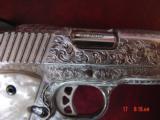 Ruger SR1911CMD, 45auto,4" Commander,extra full Flannery Engraved,certificate,2 mags,Pearlite & wood grips,,& its a 1 of a kind showpiece !! - 3 of 15