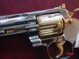 Colt Python 1960,4" fully refinished in bright nickel with 24K gold accents,bonded ivory grips,357 magnum,nicer in person. awesome showpiece !! - 3 of 15