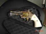 Colt Python 1960,4" fully refinished in bright nickel with 24K gold accents,bonded ivory grips,357 magnum,nicer in person. awesome showpiece !! - 13 of 15