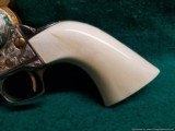 Colt SAA, Engraved by Bob Valade,Cattlebrand styled,nickel with 24K accents,carved ivory grips,1912,4.75"dia & rubies,awesome showpiece !! - 11 of 15