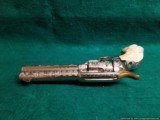 Colt SAA, Engraved by Bob Valade,Cattlebrand styled,nickel with 24K accents,carved ivory grips,1912,4.75"dia & rubies,awesome showpiece !! - 15 of 15
