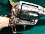 Colt SAA, Engraved by Bob Valade,Cattlebrand styled,nickel with 24K accents,carved ivory grips,1912,4.75"dia & rubies,awesome showpiece !! - 5 of 15