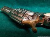 Colt SAA, Engraved by Bob Valade,Cattlebrand styled,nickel with 24K accents,carved ivory grips,1912,4.75"dia & rubies,awesome showpiece !! - 9 of 15