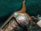 Colt SAA, Engraved by Bob Valade,Cattlebrand styled,nickel with 24K accents,carved ivory grips,1912,4.75"dia & rubies,awesome showpiece !! - 14 of 15